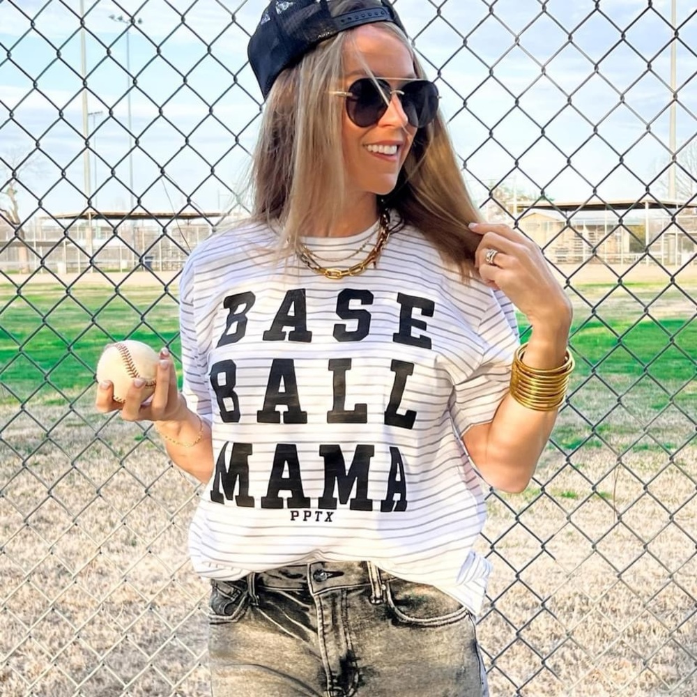 PPTX Baseball Mama Striped Shirt